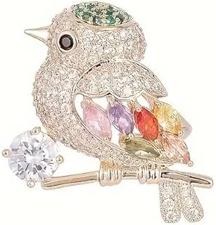 ZUBAT 1pcs Vintage Magpie Bird Brooch Pins – Elegant Alloy Suit Accessories with Sparkling Gemstones, Bohemian Style for W... Price In India
