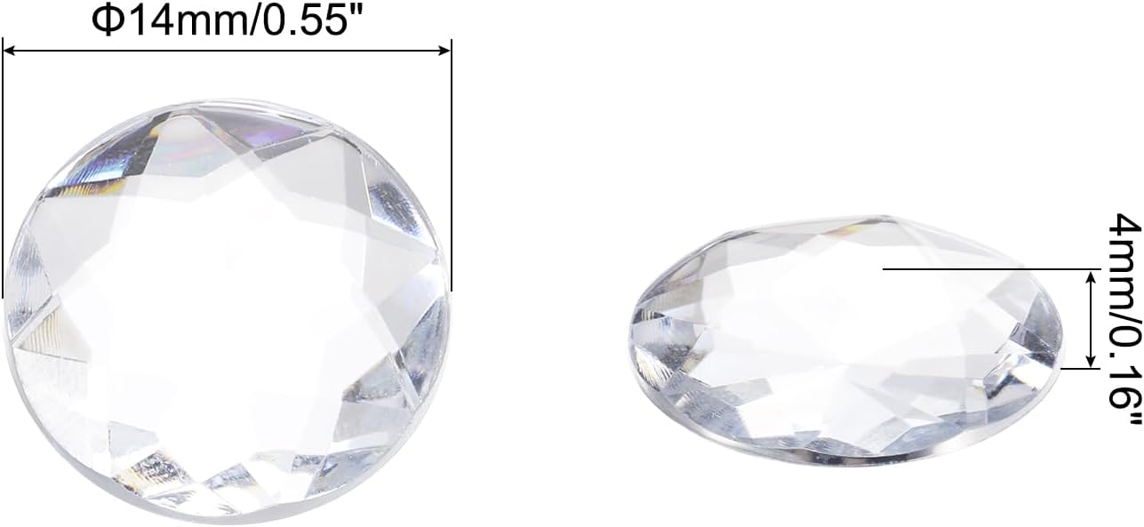 MECCANIXITY Flat Back Round Acrylic Rhinestones,14mm White Flatback Crystal Rhinestones for Crafts Clothes Shoes DIY Decoration Gifts 50Pcs - Image 2