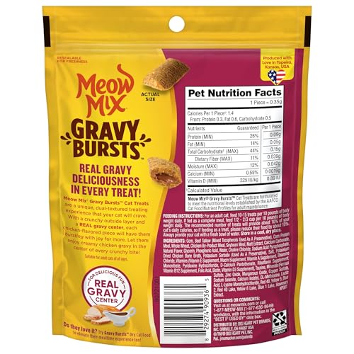 Image of Meow Mix Gravy Bursts Chicken Flavored Cat Treats, 2.7 Oz. Bags (Pack of 5)