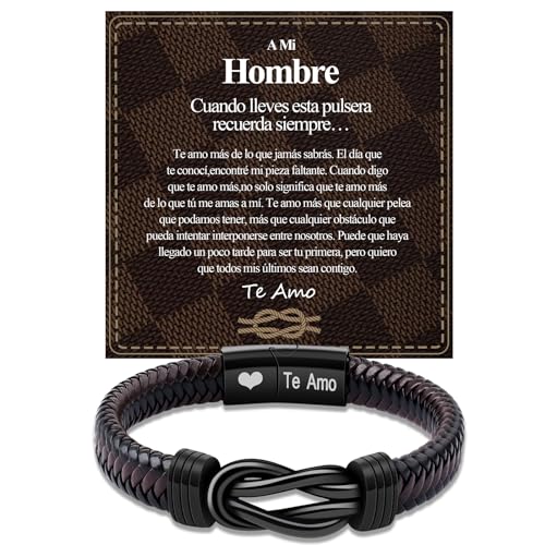 BOCHOI Regalos Para El Marido Los Hombres De Acero Inoxidable Pulsera De Cuero Trenzado, Novio/Esposo/Amante De CumpleañOs, Aniversario, DíA De San ValentíN, Regalo De CumpleañOs per