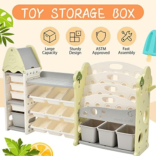 Hukimoyo Large Kids Book Shelf Rack for Home Kids Book Storage with Toy Organiser Bin for Toddlers Baby Toy Storage Organizer Montessor Books Storage Organiser for Kid (185 x 44 x 110cm) - Image 6 thumbnail