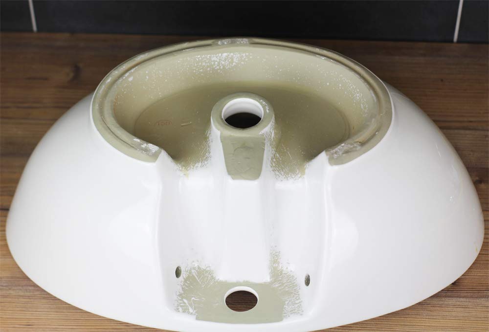 Lavabo sobre encimera ovalado 60 x 40 cm Ceramica Blanca diseño moderno