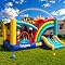 Bounce House for Big Kids Ages 8-12, Extra Large 16FT Rainbow Inflatable Bouncy Castle with Slide, Obstacle Play Area & Dual Hoops, Outdoor Backyard Party Jumper with 680W GFCI Blower