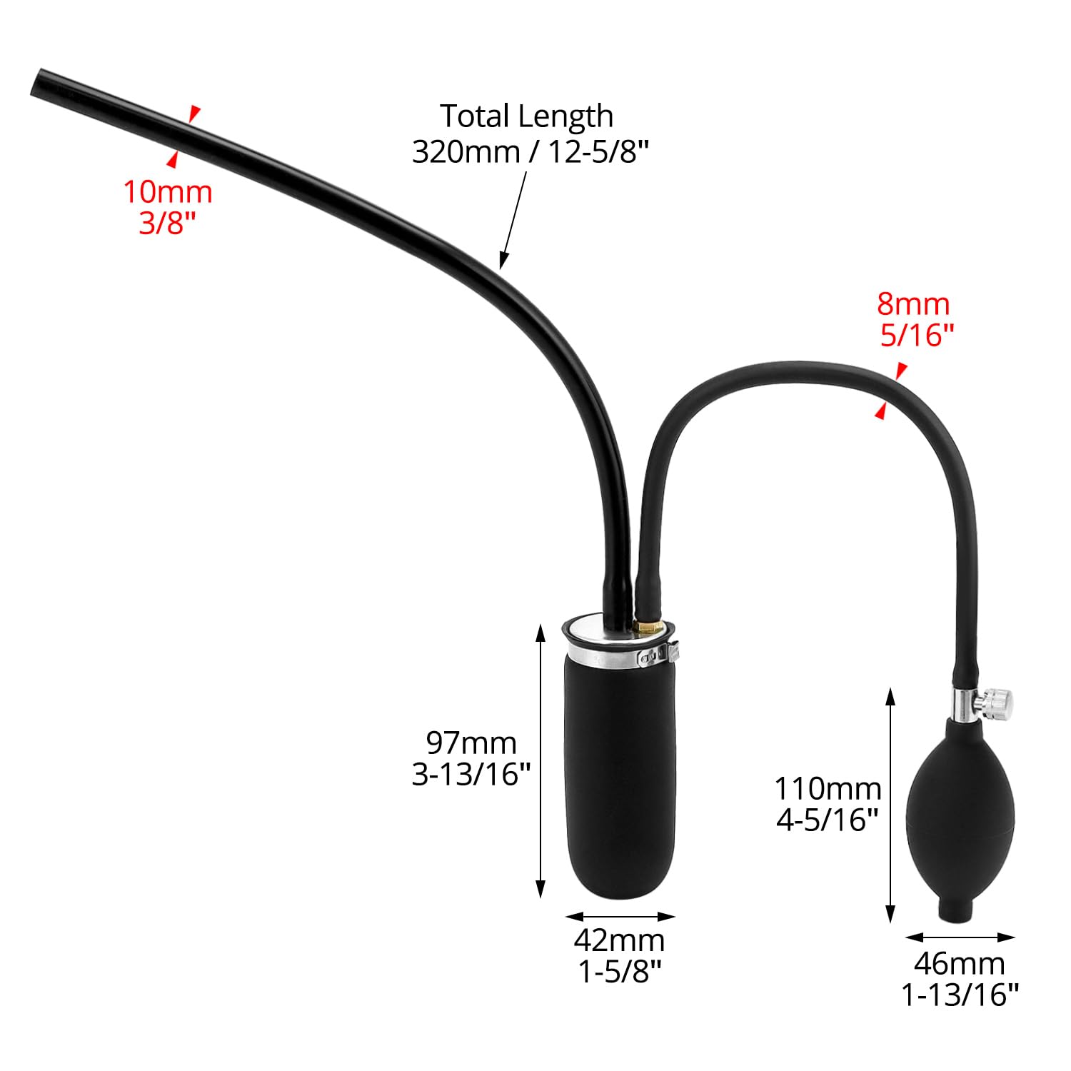 QWORK® Uniwersalny adapter Easy Intake, tester dymu do samochodów, pęcherzy do maszyn do dymu, wykrywacz wycieków dymu, do pojazdów 12 V