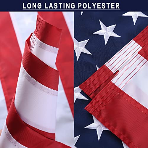 American Flag 3X5 Outside, Polyester Us Flags For Outdoor Indoor, Heavy Duty Durable, Deluxe Embroidered Stars, Brass Grommets, Sewn Stripes, Vivid Color, Fade Resistant And Waterproof #TOP5