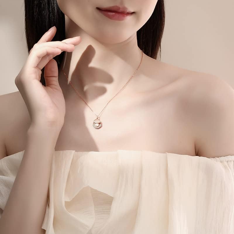 14K Gold Freshwater Pearl & Moissanite Necklace for Women,Unique Shell-Inspired Pearl Choker Necklace,Classic Fashion Jewelry Gift