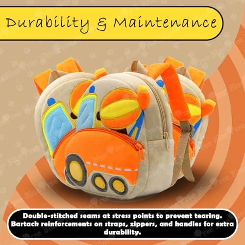 blue tree School Bag for Cute Kids for (1-6 Years), Preschool Soft Plush Car Bag for Toddlers, Mini Travel Full Embroidery Backpack for Boys and Girls - Image 5