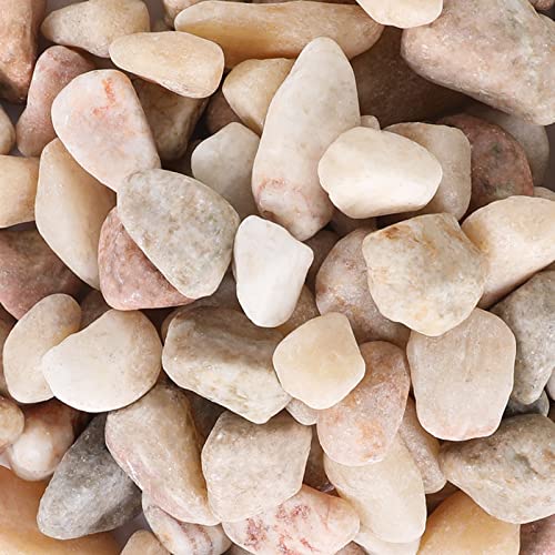 Ausluru 5lbs Natural River Rocks, Polished Pebbles for Plants Garden, 1-2 inch Decorative Peach Stones, Ideal for Fish Tank, Vases, Crafting, Home Decor and Garden Landscaping Rocks,Peach