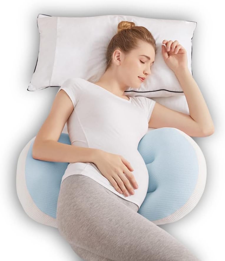 WYXunPlanet Soft Maternity Pillow | U-Shaped Design | Detachable Extension | Full Body Comfort & Pregnancy Relief (Blue)