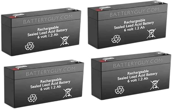 BatteryGuy LCR6V1.2P Replacement 6V 1.2Ah SLA Batteries Brand Equivalent Rechargeable - Qty of 4