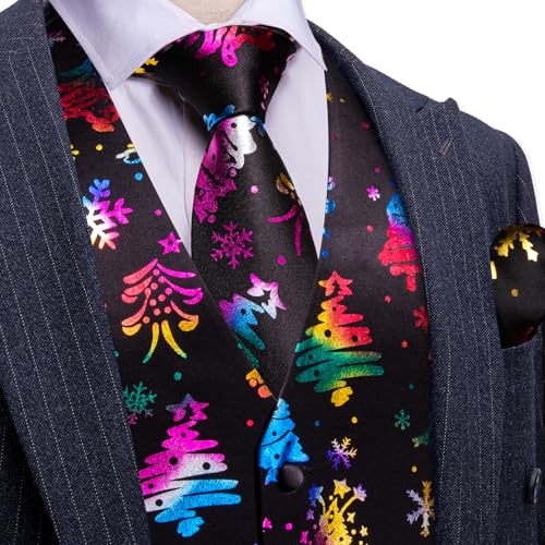 Image of Barry.Wang Mens Red /Green Christmas Suit Vest Holiday Xmas Waistcoat Tie Set Party Tuxedo