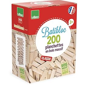 Vilac- Batibloc Classic planchettes en Bois Massif, 2134, 200 pièces, Beige