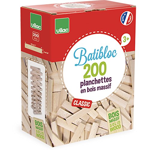 Vilac 2134 - Costruzioni, il piccolo costruttore: 200 pezzi in legno naturale [Lingua francese]
