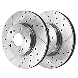 AutoShack PR41313DSZPR Front Drilled Slotted Brake Rotors Silver Pair of 2 Driver and Passenger Side Replacement for 2006-2011 Honda Civic 2011-2015 CR-Z 2002-2006 Acura RSX 1.3L 1.5L 1.8L 2.0L FWD