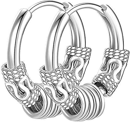Labekaka Hoop Earrings 316L Surgical Stainless Steel 14mm 12mm Vintage Piercing Cartilage Jewelry Earrings Hoop for Men Women Punk Hip Hop Earrings Hypoallergenic Silver Black