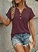 AUTOMET Womens Spring Tops 2026 Short Sleeve Shirts Henley Dressy Casual Blouses V Neck Fashion Tunics Trendy Flowy Clothing Burgundy M