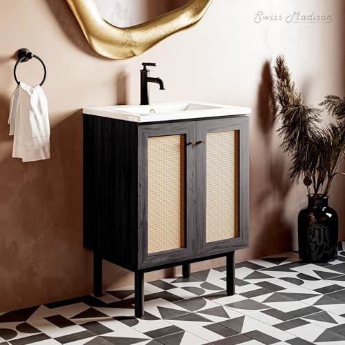 Image of Classe 24 inch Freestanding Bathroom Vanity in Black Oak with Sink Top