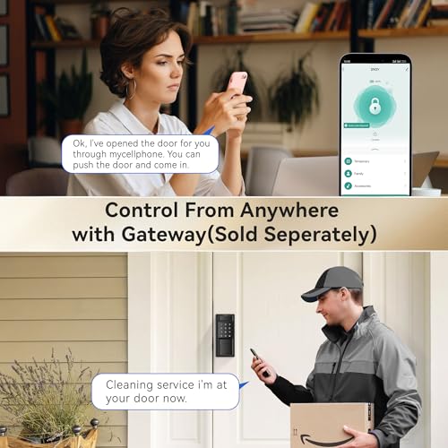 IRONZON Smart Deadbolt Lock for Front Door with APP Control, Keyless Entry Door Lock, 5 in 1 Smart Fingerprint Deadbolt with Digital Electronic Biometric Black - Thumbnail 5