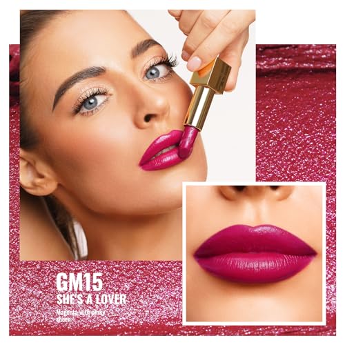 OULAC Glow Metallic Shine Pink Lipstick, Rose High Impact Lipcolor, Lightweight Soft and Ultra Hydrating, Long Lasting - Image 2