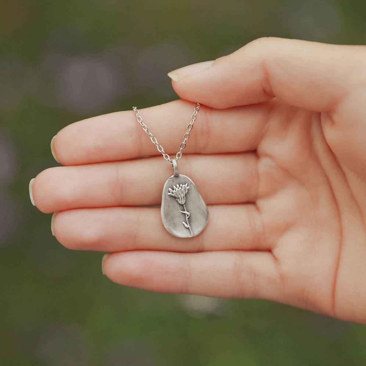 LISA LEONARD DESIGNS Pewter Birth Flower Pendant Necklace Minimalist Jewelry Necklaces For Women Gift For Her Dainty Necklaces - Image 6