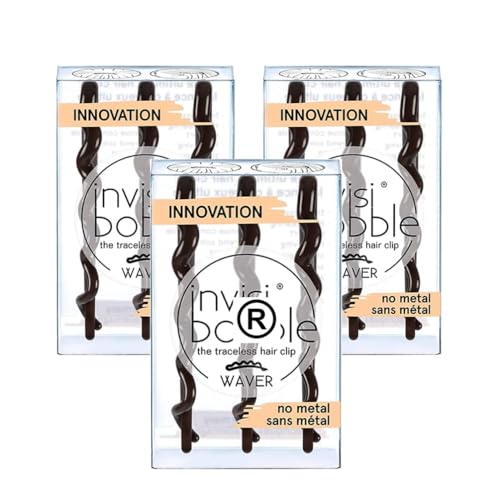 9 x Invisibobble Waver Pretty Dark Brown Strong Grip Hair Clips for Women and Girls | Secure Close & Non-Slip | Styling Sectioning Hair Clips Suitable For Thick and Thin Hair | Small