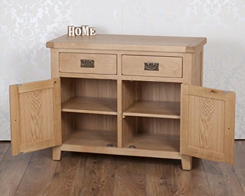 Classically Modern Chunky Solid Oak Harrogate Natural 2 Door 2 Drawer Sideboard Cabinet Cupboard Living Dining Room Furniture