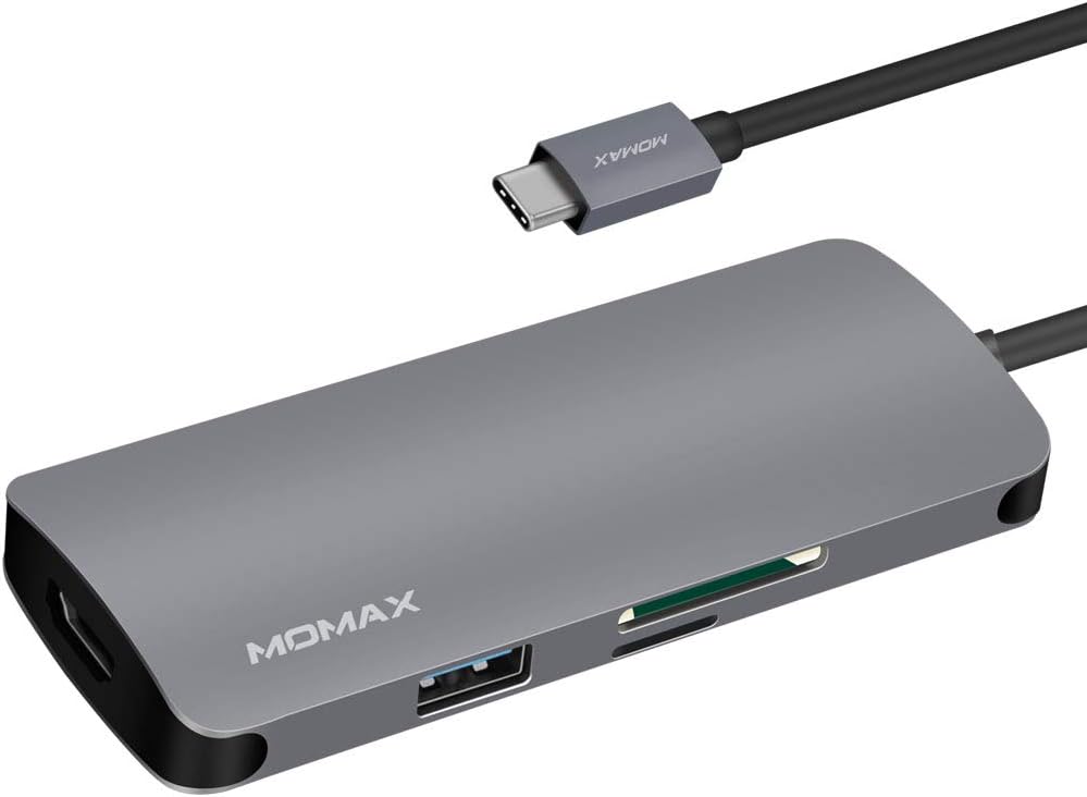 One Link 7-in-1 [60W] Type-C Hub with 3x USB 3.1 Ports + Type-C PD Charging Port + 4K HDMI Port + SD & Micro SD Card Slots – Space Grey
