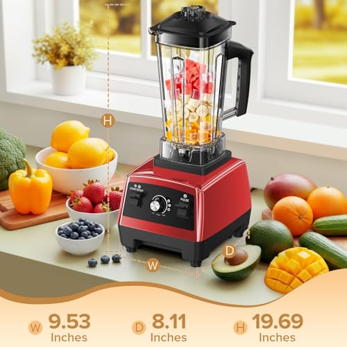 Image of Blenders for Kitchen, 1800W High Speed Smoothie Maker with 68oz Large Pitcher, 20oz Travel Cup, Pulse Self-Cleaning & Overheat Protection, Red