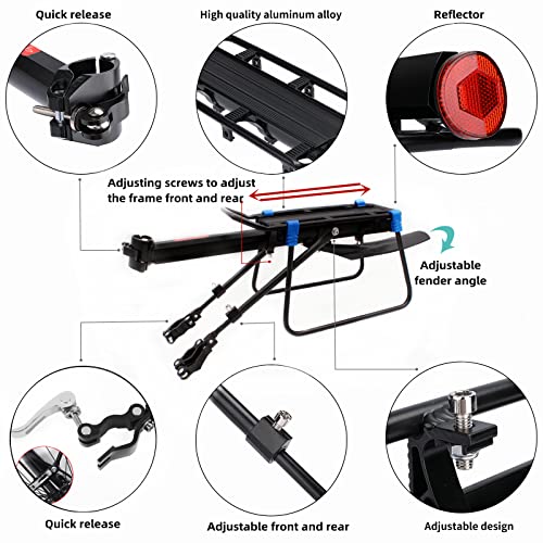 Babeiyxm Rear Bike Rack With Fender, Bike Cargo Rack With Foldable Bike Basket, Bike Rear Rack Quick Release Mountain Road Removable Front Bag Rear Rack Hanging Bicycle Basket, Easy To Install Black #TOP5