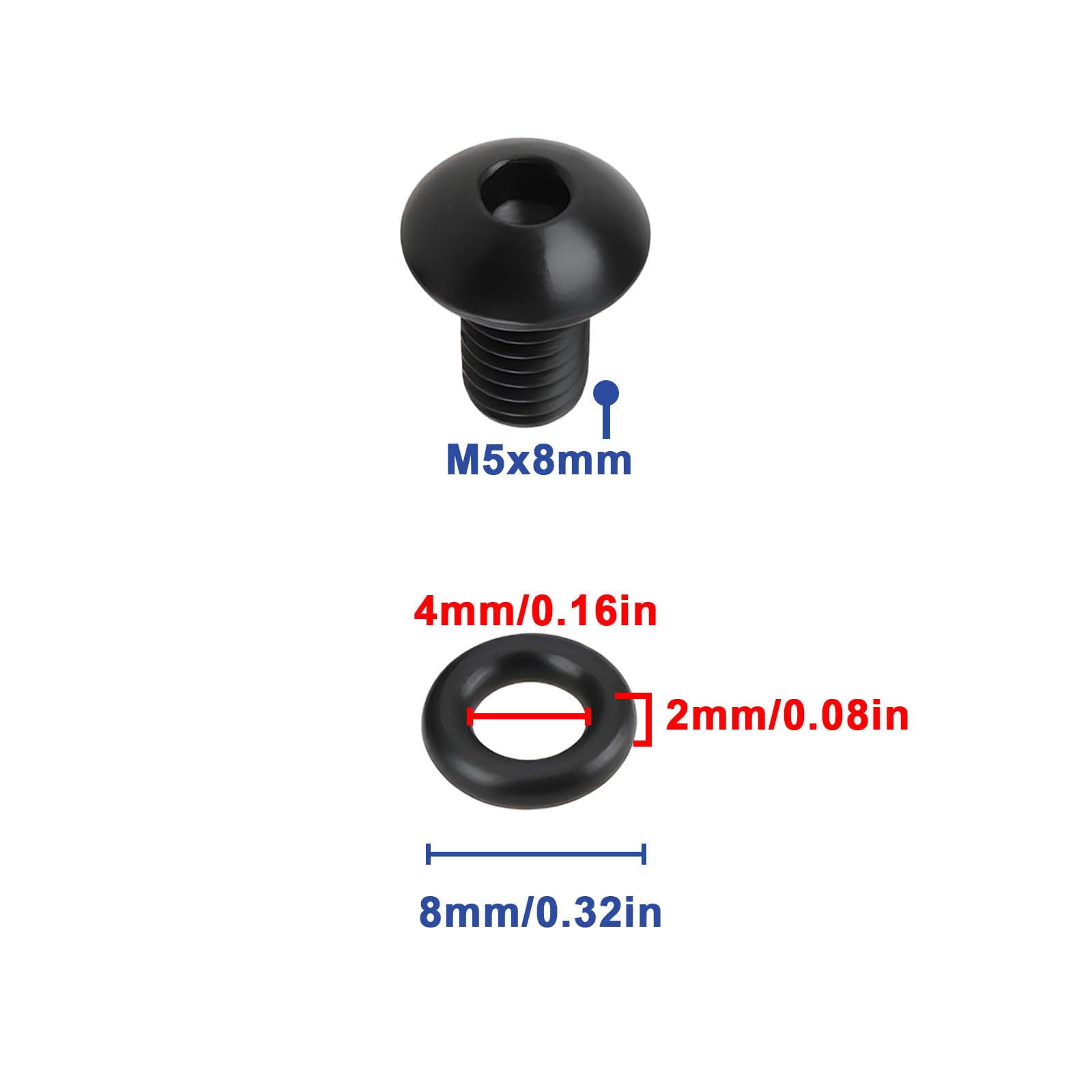 4 Stück M5x8mm Fahrradsattelklemmenschrauben mit O-Ringen Kompatibel mit Cube Nurad Attain Agree Und Litening