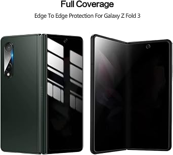 Privacy Tempered Glass Front Screen Protector Compatible With Samsung Galaxy Z Fold 4 + Inner Soft Film Protector + Camera Lens Protector + Side Film [Scratch Resistant] [Bubble Free]
