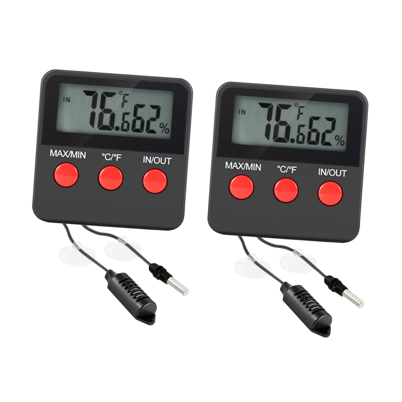 Mipcase 2juegos Termómetro Higrómetro Digital para Acuarios de Reptiles Lagartos y Tortugas Monitor de Humedad y Temperatura para Terrarios y Cajas de Cría