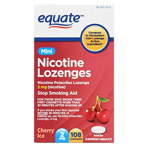Equate Mini Nicotine Lozenges, Cherry Ice Flavor, 2 mg, 108 Count