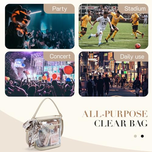 Image of Missnine Clear Bag for Stadium Approved, Clear Crossbody Bucket Bag Transparent PVC Purse for Women, Concert Stadium Events