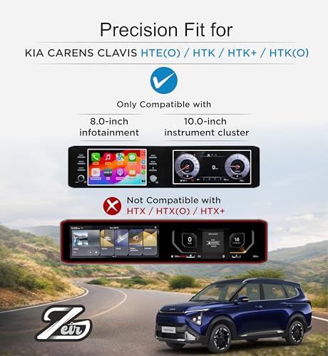 Image of ZEIR MATTE Screen Protector COMBO For 2025 KIA CARENS CLAVIS - 8 Inch Infotainment + 10 inch instrument Cluster Touchscreen Guard || Compatible with Clavis Car Display Accessory 2025 [Not Tempered Glass]