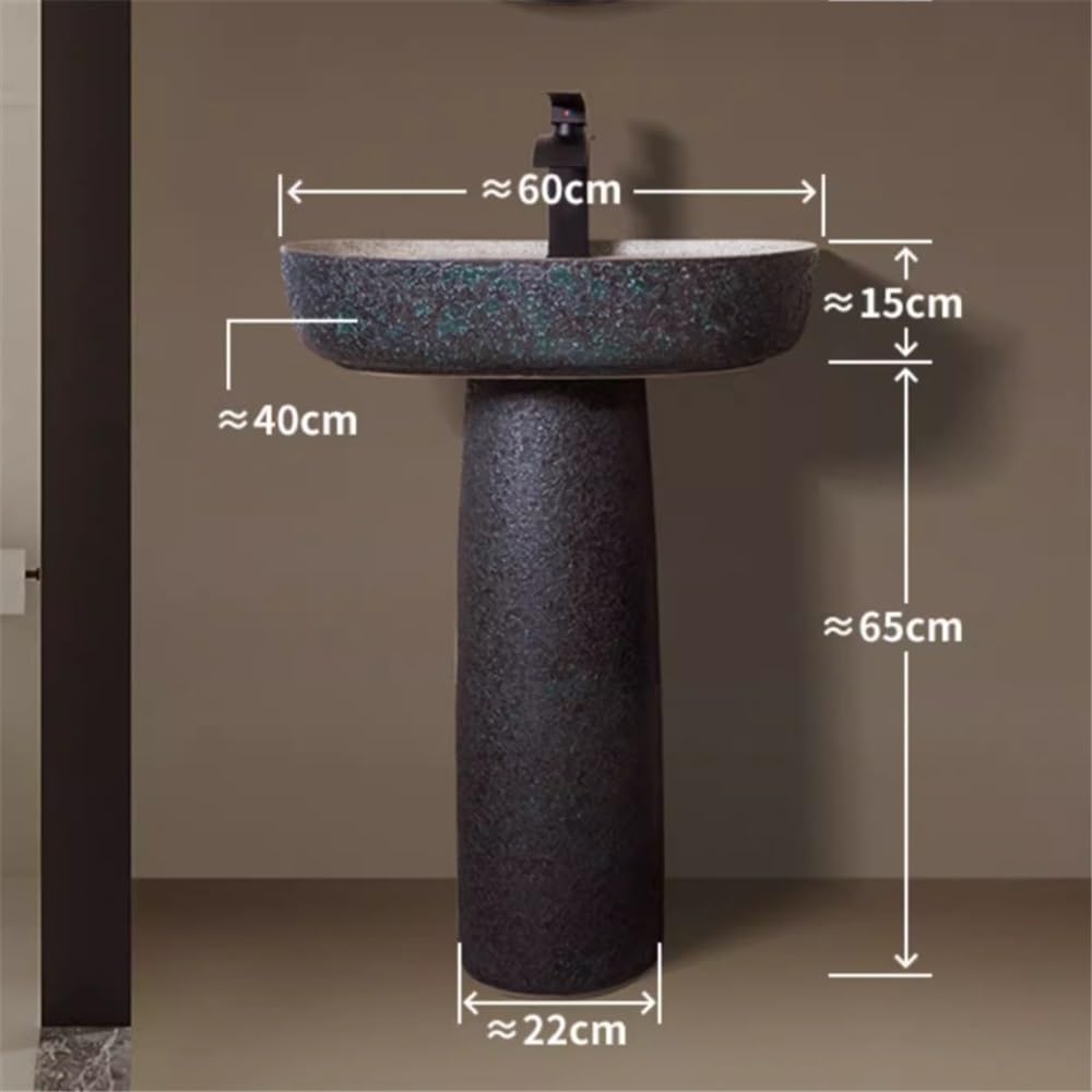 Pedestal que ahorra espacio Lavabo de pedestal cerámica creativo, lavabo pie con grifo y desagüe