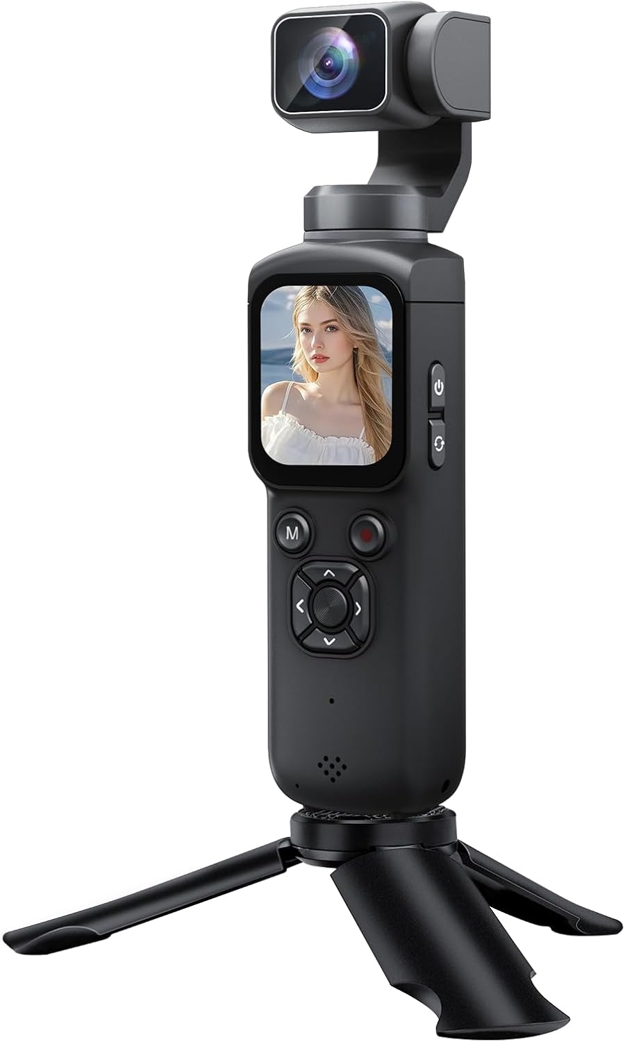 4K Vlogging Camera with CMOS Sensor, Face Tracking with Horizontal Gimbal Stabilizer & EIS, Digital Video Camera, Pocket Camera for Travel, Outdoor, Webcam for Streaming
