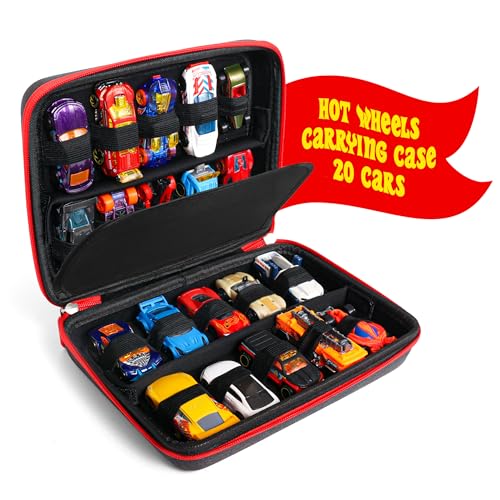 All7s Built Tough Hard Shell Storage Case for 20 Hot Wheels and Matchbox Toy Cars, a Perfect Carrying Case for Young Collectors