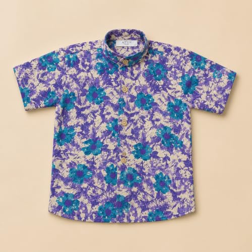 Image of A.T.U.N. (ALL THINGS UBER NICE) Boys 100% Cotton Printed Shirt | Half Sleeve Smart Casual Shirt for Kids | Soft Breathable Button Placket Top for Boys