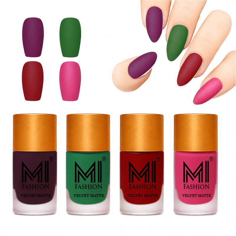 MI Fashion Matte Nail Polish For Women Give The Gift Of Matte Nail Polish Sets Wine, Green, Tomato Red, Magenta #Pn066 9.9ml each-image-31