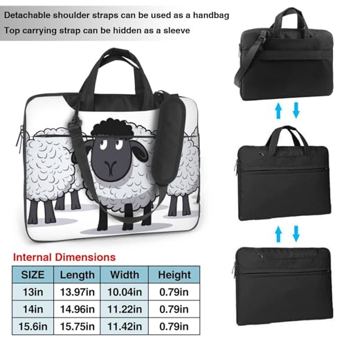 Maletín para laptop unisex con oveja blanco y negro 15.6 pulg miniatura 2