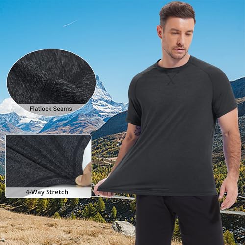 Image of Mens Swim Shirts UPF 50+ Sun Shirts Rash Guard Quick-Dry Fishing T-Shirts