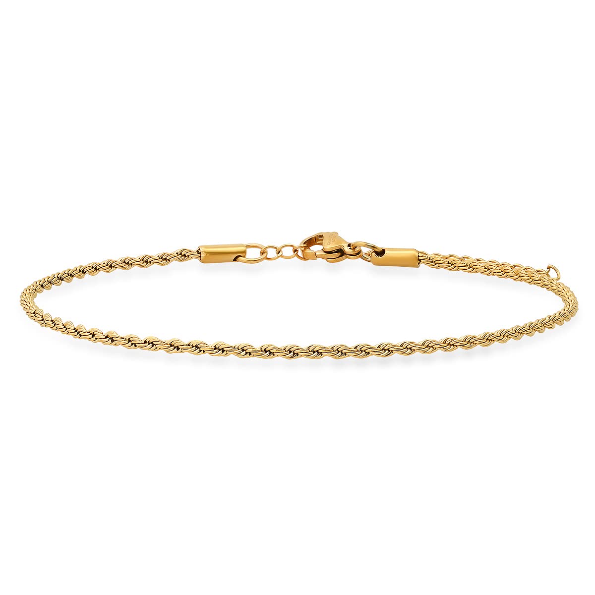 Steeltime 18K Gold Plated Stainless Steel Cuban Link Resizable Anklet, 11" in, Stainless Steel, no gemstone