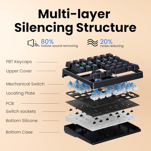 Mechanical Number Pad - Hot Swappable Numpad Wired USB Numeric Keypad with RGB LED Backlit 34 Key Numpad, Mechanical USB Wired Numeric Keypad for Laptop Desktop Computer PC(2-level Tilt, Blue Switch) - Thumbnail 4