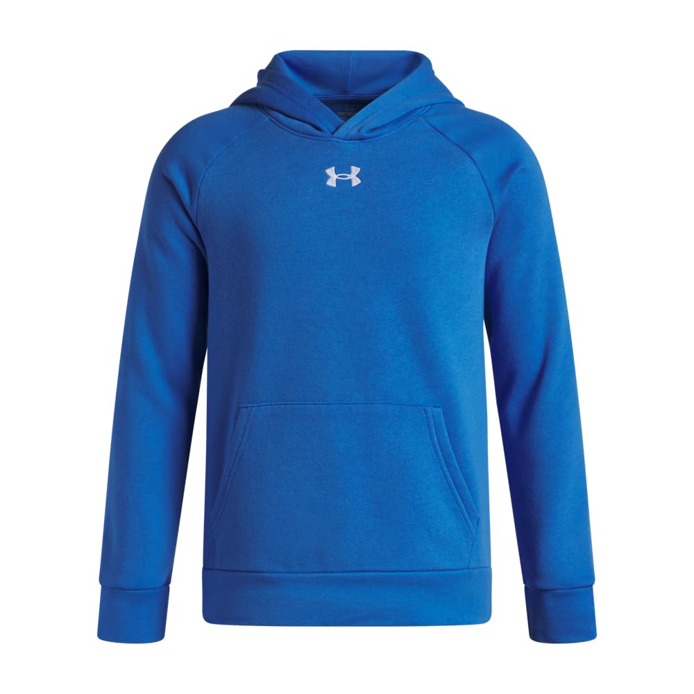 Under Armour Rival Fleece Hoodie Kids Hoodie, (402) Blue Atlantis / White, M