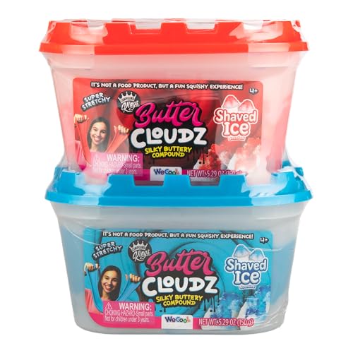 Butter Cloudz Medium Slime Tub 2-Pack - Shaved Ice Cherry & Blueberry Scented Butter Slime - 300g Soft, Stretchy, Non-Sticky Slime for Kids Ages 4+ | WeCool