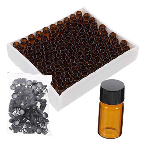 NAMOARLY 100pcs Vial Reagent Bottles Transparent Reagent Bottle Essential Oil Bottles Small Sample Bottles Liquid Sampling Sample Bottle Scent Sample Bottle Laboratory Reagent Glass Brown