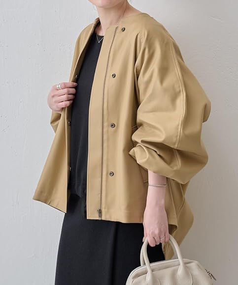 ビアズリー 袖ぷっくりリネンジャケットベージュ