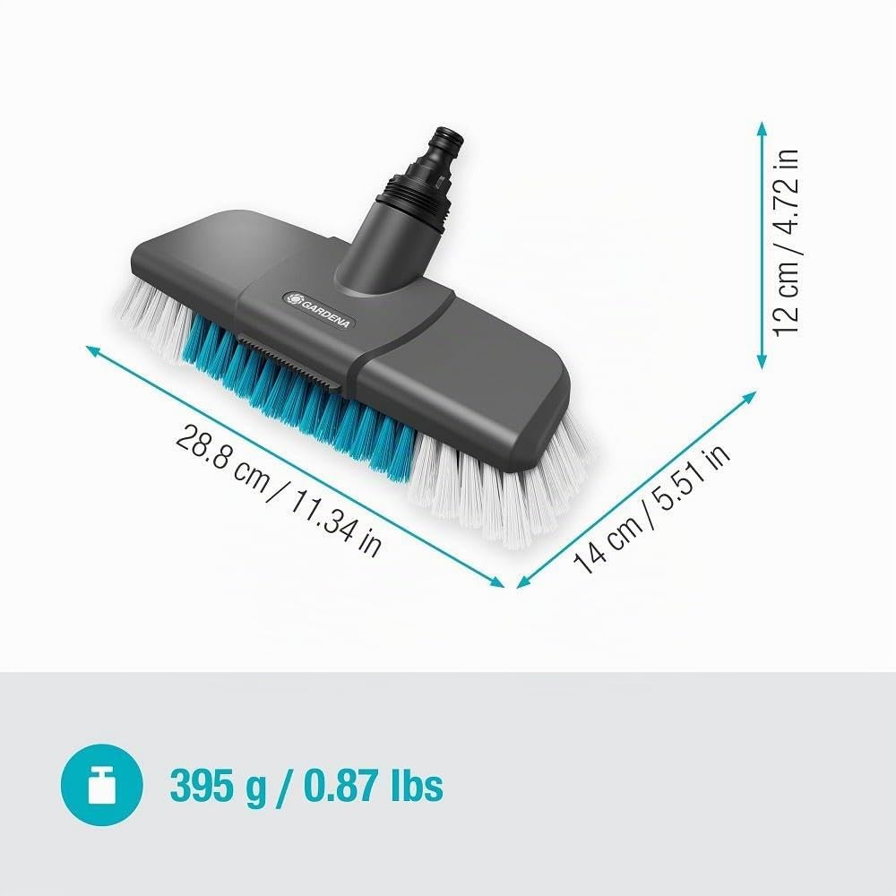 Gardena Cleansystem Brosse à Manche Dure : Brosse pour Le Nettoyage intensif des Surfaces Peu sensibles, Poils de différentes Longueurs, raccord au Manche Cleansystem, Grandes Surfaces (18816-20)