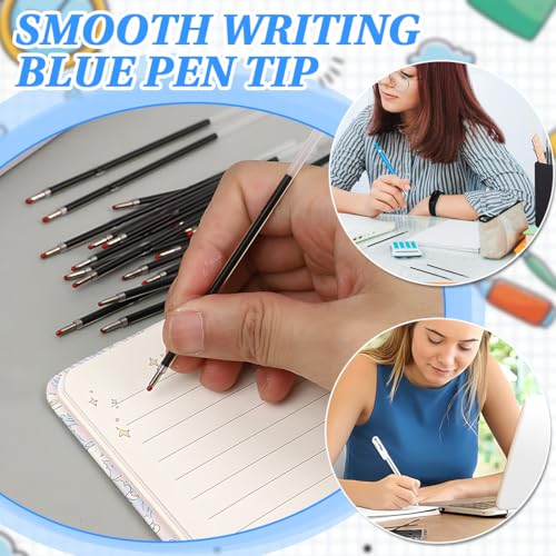 JUGUTA Kugelschreiberminen Blau, 60 Stück Kugelschreiber Ersatzminen, Einziehbare Stift Nachfüllungen 1,0Mm Strichstärke, Kugelschreiberminen Blau 107Mm Länge, Kunststoff Kugelschreiber Minen